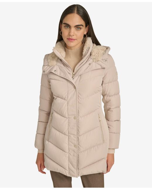 Calvin Klein Natural Lined Hooded Puffer Coat