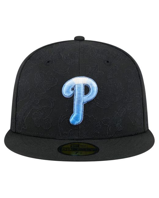 KTZ Black Philadelphia Phillies Tonal Koi 59fifty Fitted Hat for men