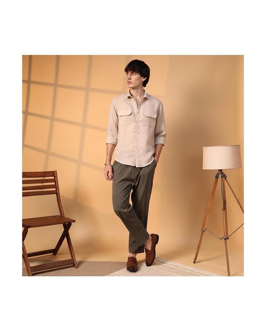 Campus Sutra Pink Solid Utility Shirt for men