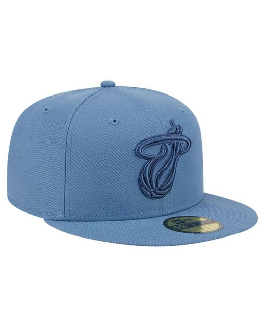 KTZ Blue Miami Heat Color Pack Faded Tonal 59fifty Fitted Hat for men
