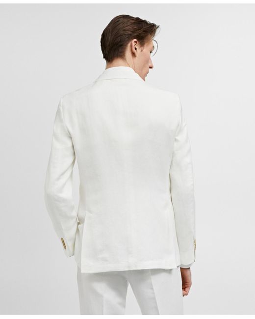 Mango White Slim Fit Linen And Cotton Suit Jacket for men