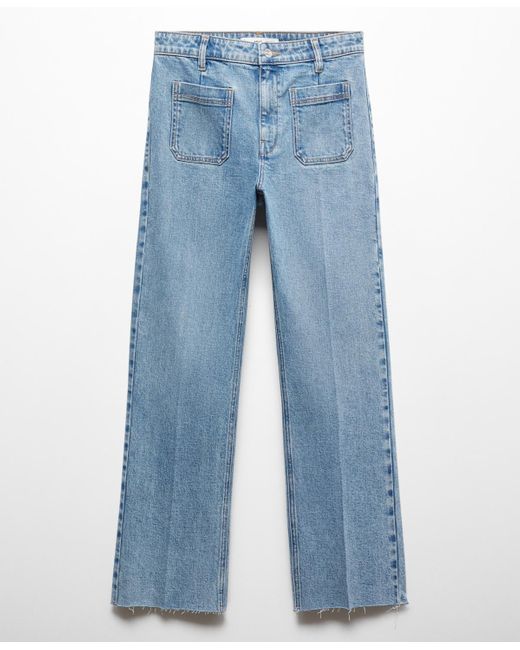 Mango Blue Pocket Detail Flared Jeans