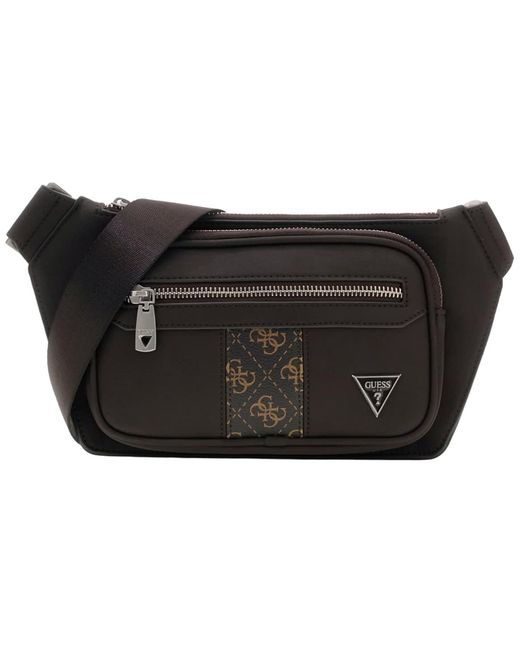 Guess Black Sidney Multiple Zip Bum Bag for men