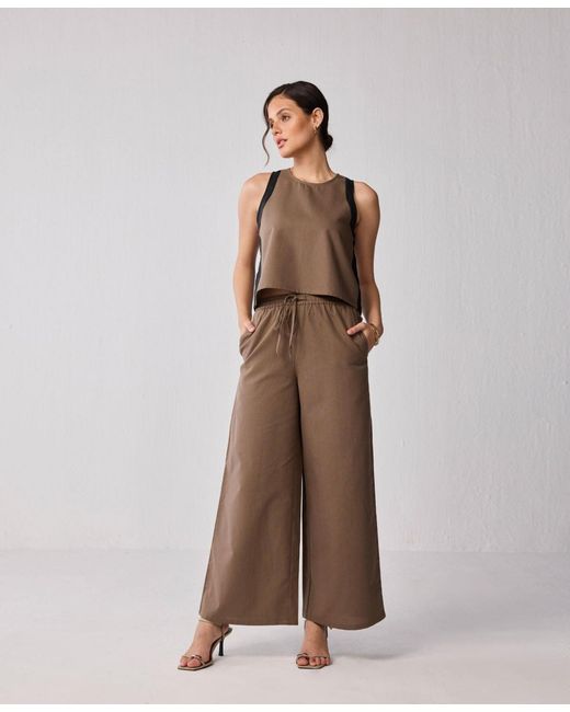 REISTOR Brown Wide-leg Drawstring Pants