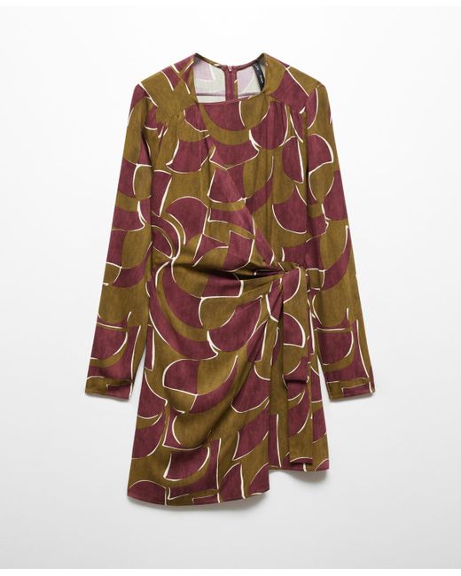 Mango Brown Knotted Wrap Dress
