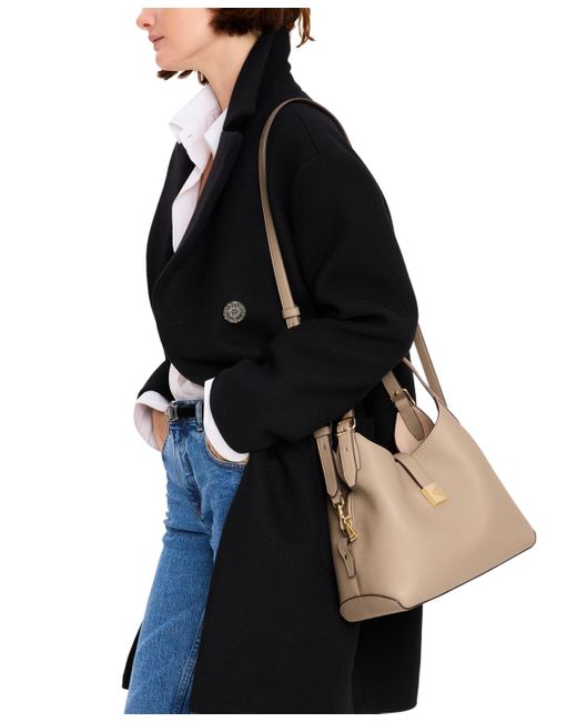 Kate Spade Natural Deco Medium Pebbled Leather Crossbody Tote Bag