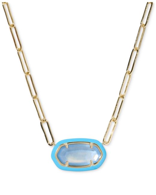 Kendra Scott Blue Elisa Enamel Frame Paperclip Necklace