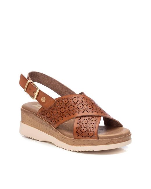 Xti Brown Wedge Sandals