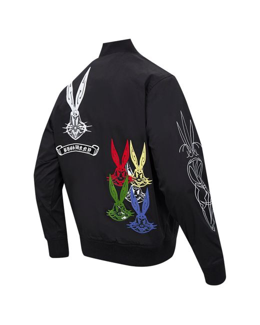 FREEZE MAX Black Bugs Bunny Looney Tunes Color Chrome Twill Full-zip Jacket for men