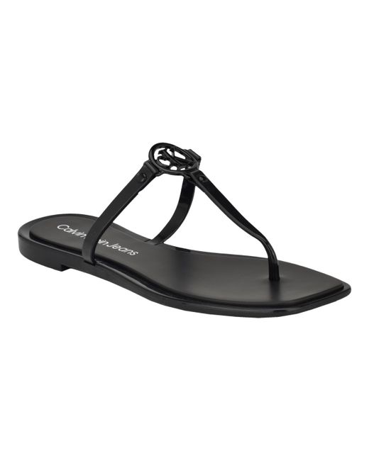 Calvin Klein Black Edhen Open-toe Jelly Thong Sandals