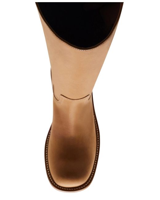 Steve Madden Brown Rigg03S1 Two Tone Leather Mid-Calf Boots