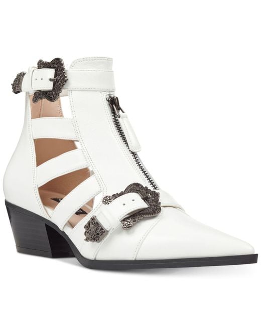 Nine West White Carrillo Cut-out Booties