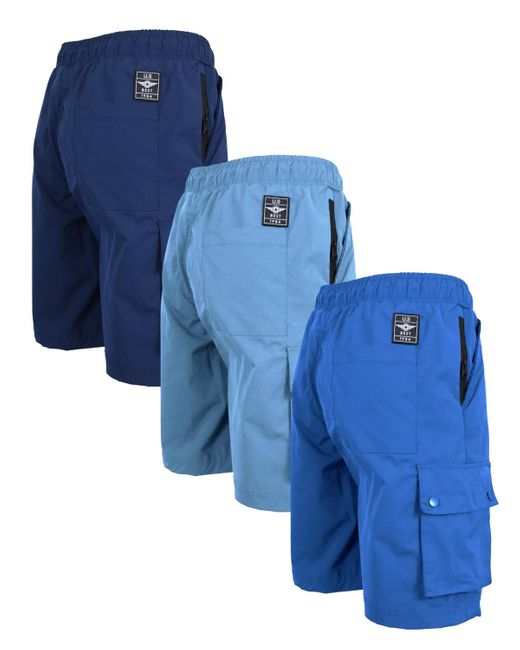 Galaxy By Harvic Blue Moisture Wicking Performance Quick Dry Cargo Shorts-3 Pack for men
