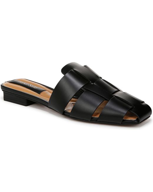 Franco Sarto Black Tavana Fisherman Square Toe Flat Mules