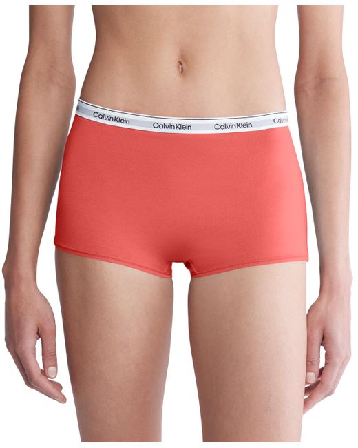Calvin Klein Red Modern Logo Mid-rise Boyshort Underwear Qd5195