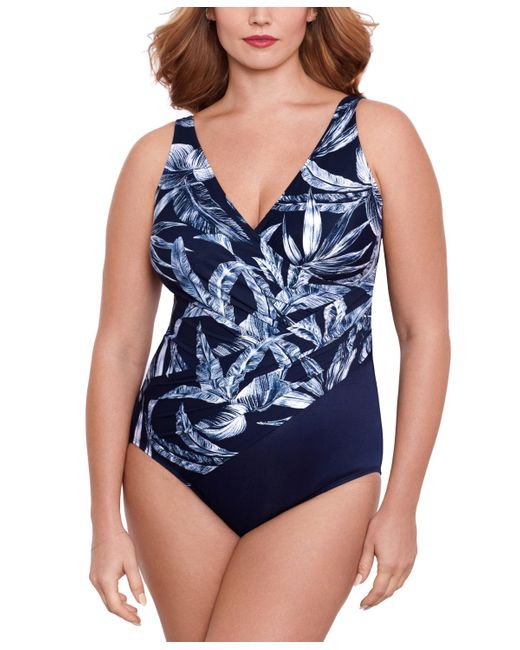 Miraclesuit Blue Plus Size Oceanus Tummy Control One-piece Swimsuit