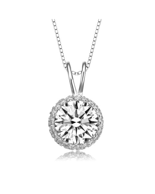 Genevive Jewelry Sterling White Gold Plated Round-cut Cubic Zirconia Stud Necklace