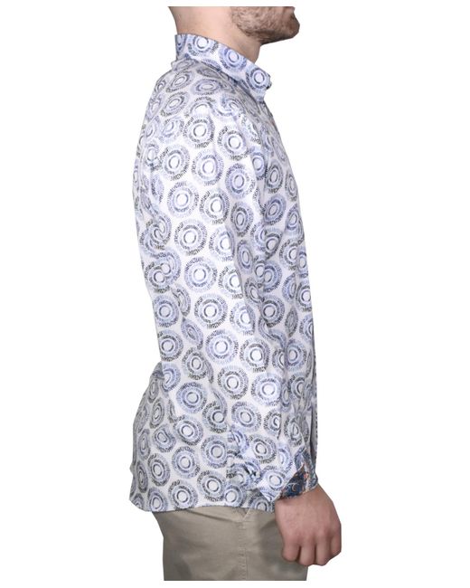 Vintage 1946 Blue Printed Long-sleeve Woven Shirt for men