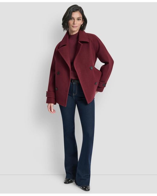 DKNY Short Double Breasted Collared Coat