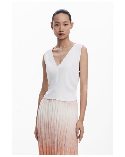 Desigual White Long Gradient Dress