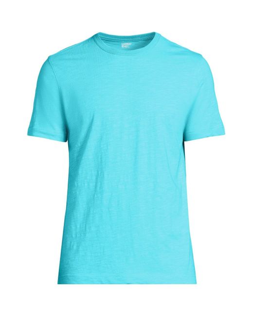 Lands' End Blue Short Sleeve Garment Dye Slub T-shirt for men