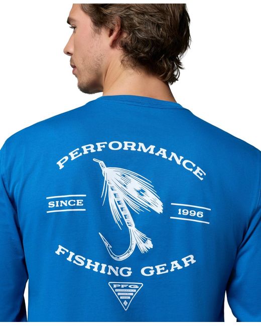 Columbia Blue Pfg Ahab Graphic Long-sleeve T-shirt for men