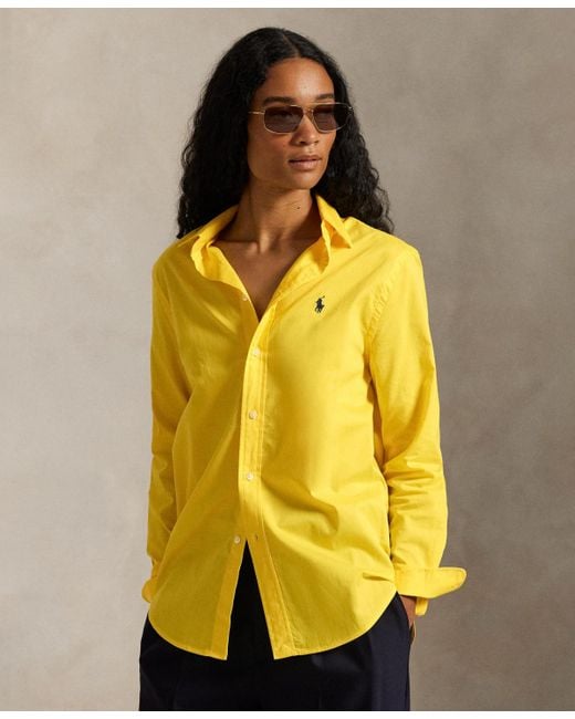 Polo Ralph Lauren Women's Yellow Classic-fit Cotton Twill Shirt