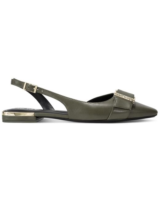 DKNY Metallic Clemma Buckle Slingback Flats