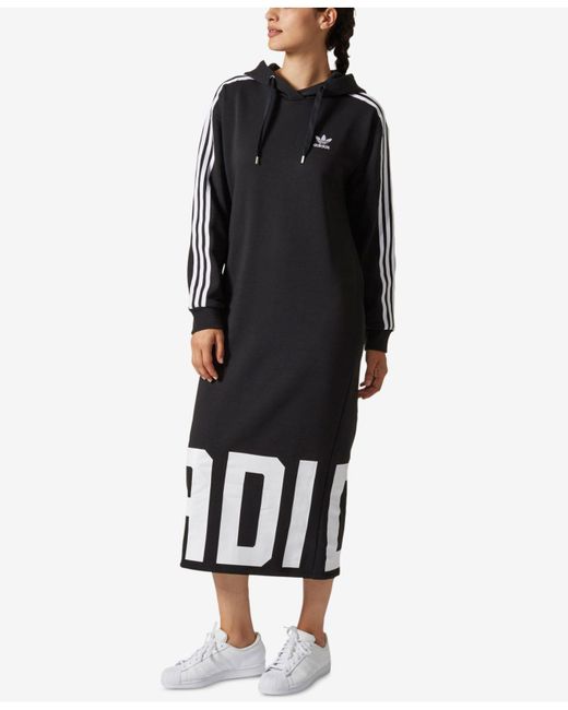 Adidas Originals Black Midi Hoodie Dress