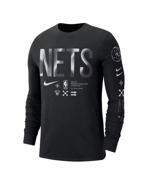Nike Black Brooklyn Nets Essential Air Traffic Control Long Sleeve T-shirt for men
