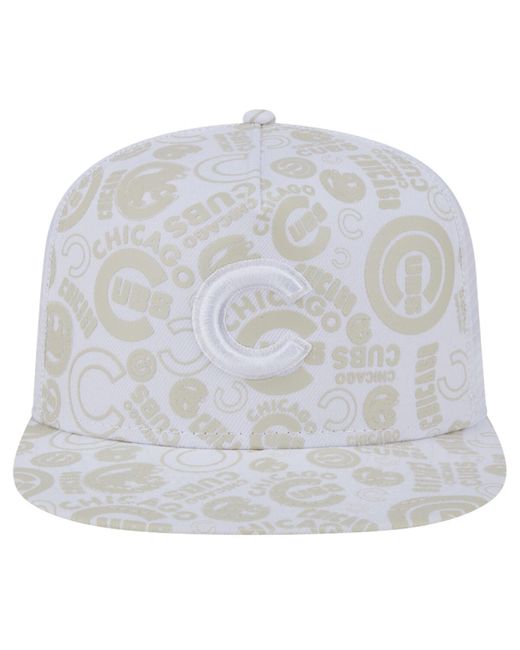 KTZ White Chicago Cubs Logo Dunes A-frame Trucker 9fifty Snapback Hat for men
