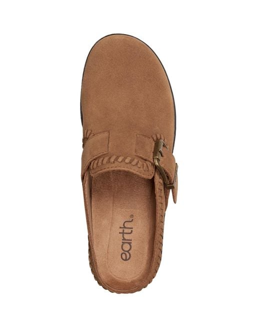 Earth Brown Kay Stitched Round Toe Clogs