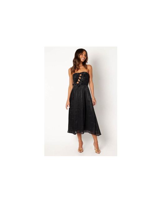 Petal & Pup Black Mila Strapless Midi Dress