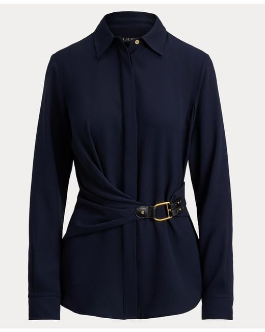 Ralph Lauren Blue Buckle Trim Top