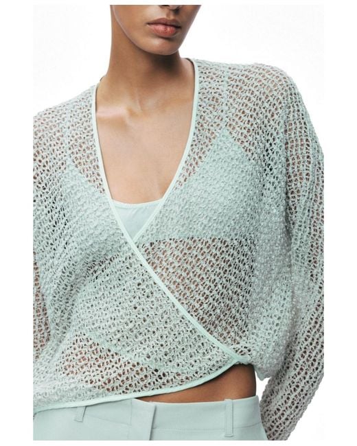 Nocturne Blue Wrap Mesh Blouse