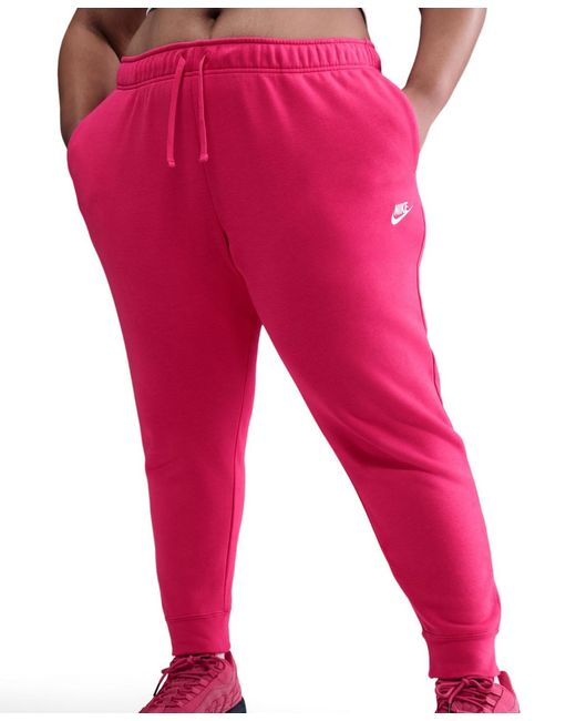 Nike Pink Plus Size Active Sportswear Club Mid-rise Fleece jogger Pants