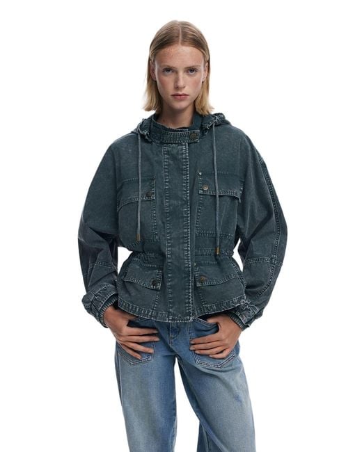 Desigual Blue Padded Parka Jacket