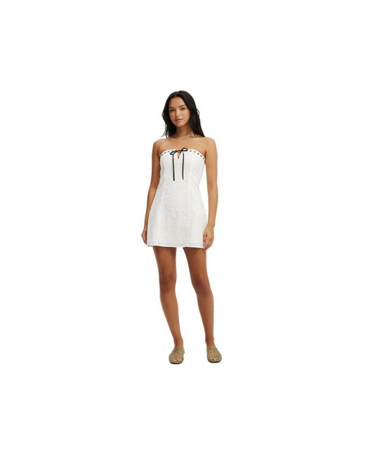 Cotton On White Ribbon Broderie Mini Dress