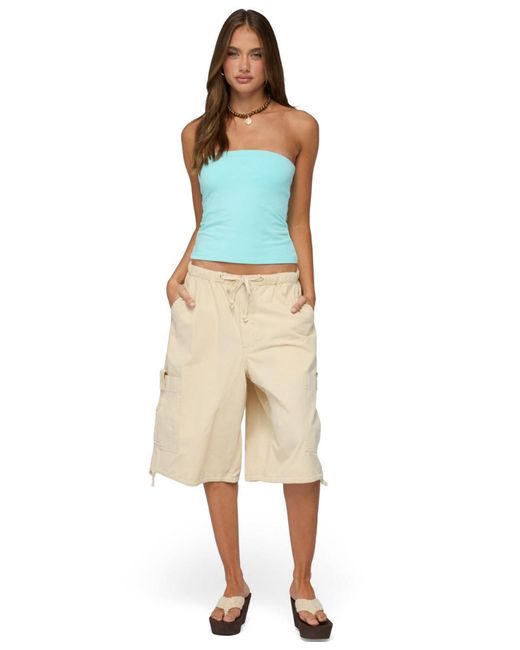 Edikted Natural Pull-on Cargo Bermuda Shorts