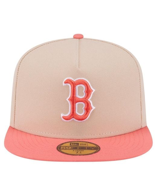 KTZ Pink Light Beige/coral Boston Red Sox Two-tone Color Pack A-frame 59fifty Fitted Hat
