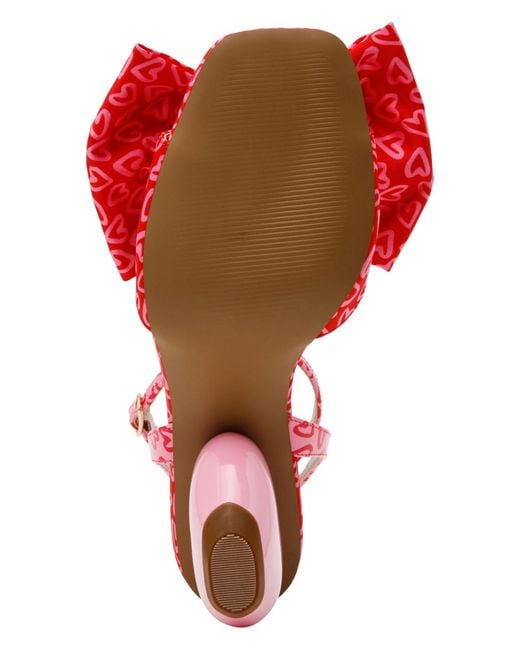 Betsey Johnson Red Kendal Bow Novelty Heart-heel Dress Sandals