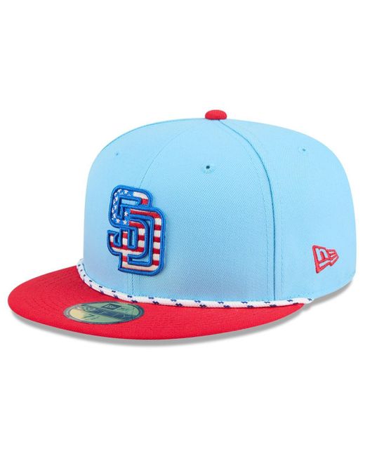 KTZ Light Blue/red San Diego Padres 2025 Fourth Of July 59fifty Fitted Hat for men