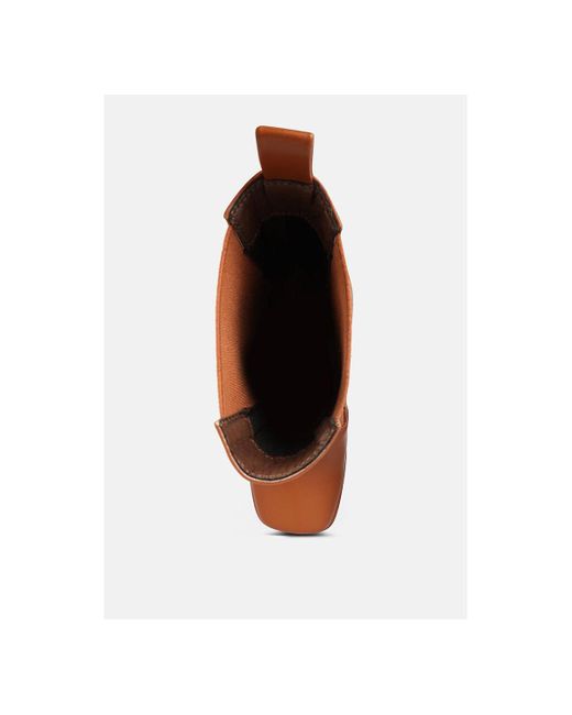 LONDON RAG Brown Frosty High Platform Block Heel Chelsea Boot