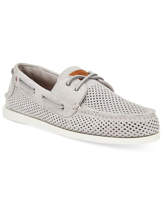 Tommy Hilfiger Gray Men's Bowman 3 Perforated Boat Shoes for men