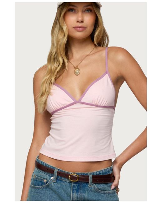 Edikted Pink Leona Contrast Tank Top