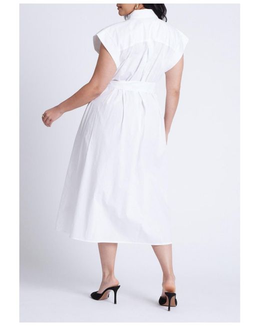 Eloquii White Embroidered Midi Dress