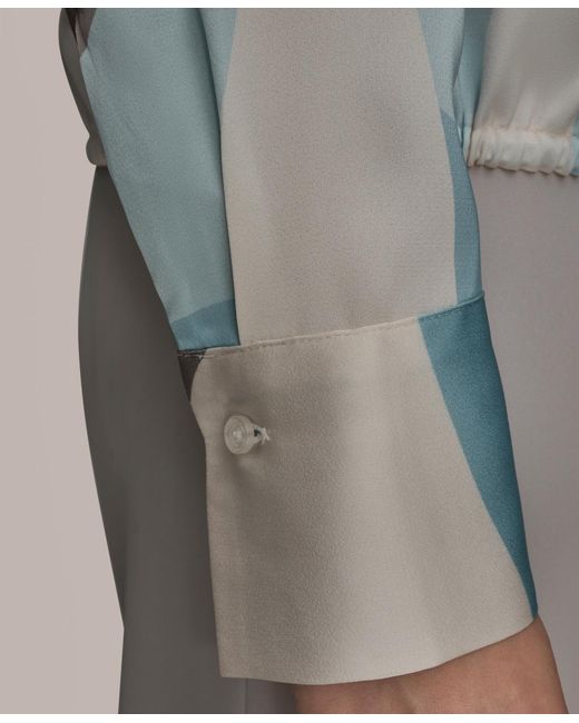 Donna Karan Gray Long-sleeve Drawstring Top