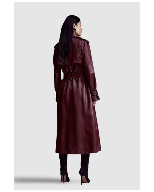 Karen Millen Tailored Faux Leather Belted Trench Coat