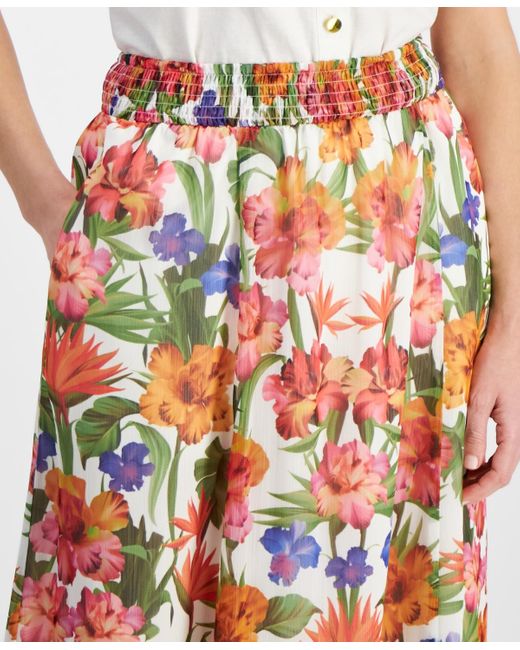 INC International Concepts Multicolor Petite Textured Floral-print Maxi Skirt
