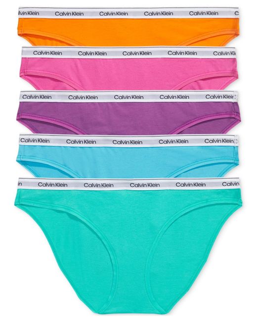 Calvin Klein Purple 5-pk. Modern Logo Low-rise Bikini Underwear Qd5208